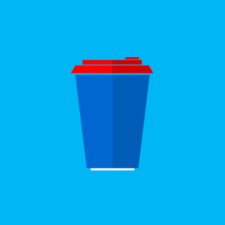 Plastic coffee cup with hot coffee in flat style. Coffee cup beans.のイラスト素材
