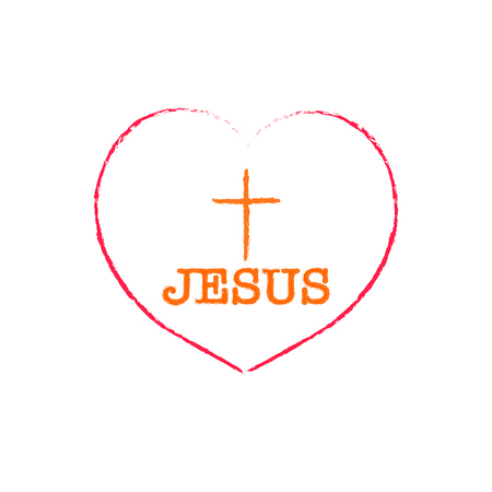 i love Jesus, font type with signs, stickers and tagsのイラスト素材