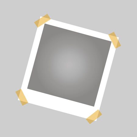Classic retro style. Set of vector template photo frame with adhesive tape, Isolated on gray background. design for your photography and picture. Vector Illustrationのイラスト素材