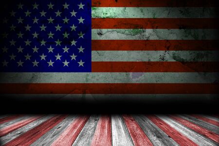Room interior background with american flag. Memorial day.の写真素材