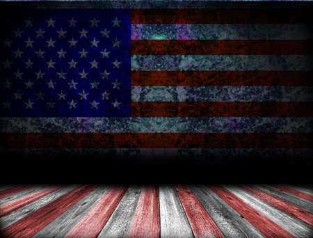 Room interior background with american flag. Memorial day.の写真素材