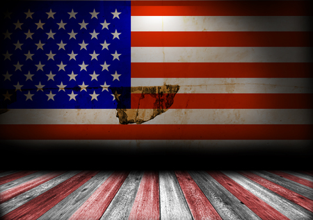 Room interior background with american flag. Memorial day.の写真素材