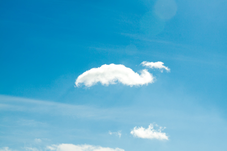 Blue sky with sun and cloud. Nature background. の写真素材