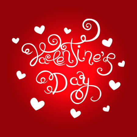 Vector inscription Valentines day on red background. Greeting cardのイラスト素材
