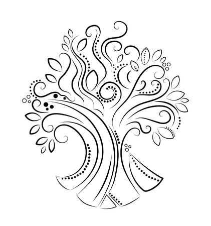 Vector stylish tree isolated on white backgroundのイラスト素材