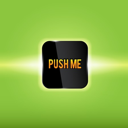 Glossy black vector button on green backgroundのイラスト素材