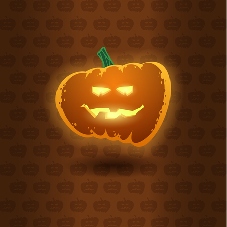Glowing pumpkin for Halloween holiday. Vector Illustration.のイラスト素材