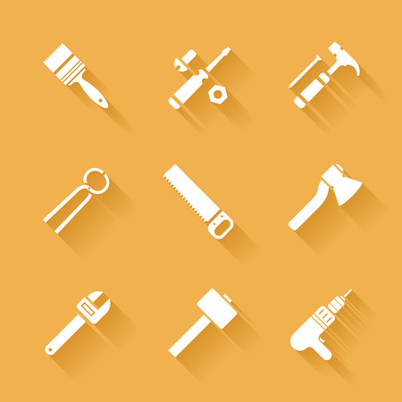 Trendy flat working tools icons  Vector illustrationのイラスト素材