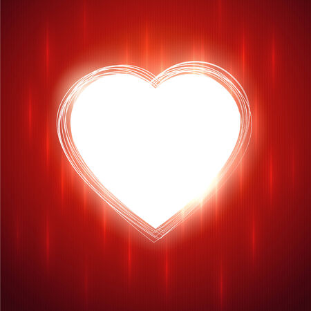 White glowing heart shape on red stylish background.のイラスト素材
