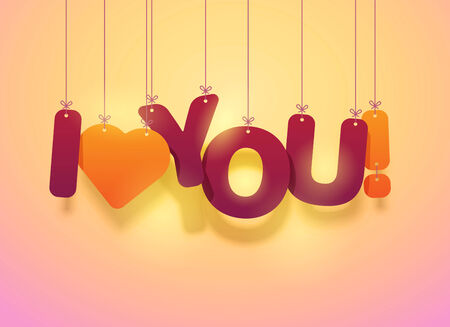 I love you text with heartsのイラスト素材