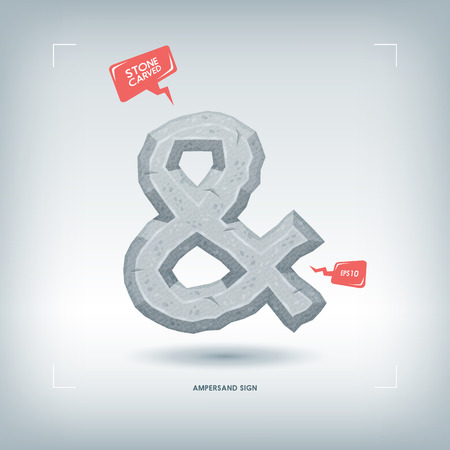 Ampersand symbol. Stone carved typeface element. Vector illustration.のイラスト素材