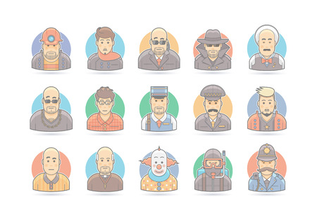 Cartoon people icon set. Vector character illustration. Isolated on white.のイラスト素材
