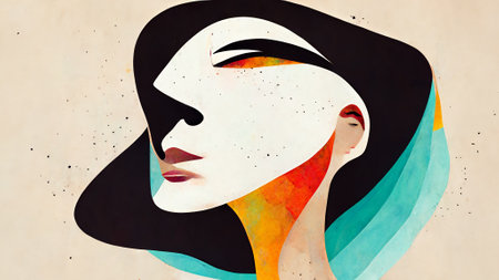 Abstract woman face artworkの写真素材