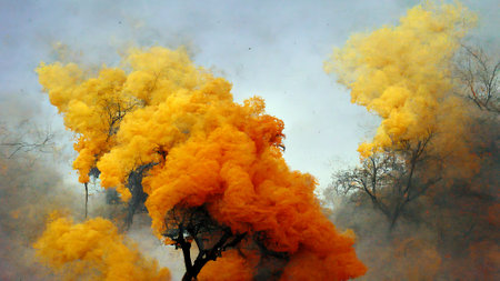 Orange and yellow smoke abstract background