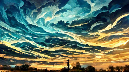 Mighty clouds, abstract digital oil paintingの写真素材