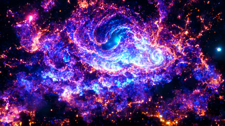 Galaxy landscape, colorful light, abstract digital painting