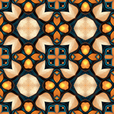 Stained glass tile abstract vintage pattern, elegant gift wrapping paper template