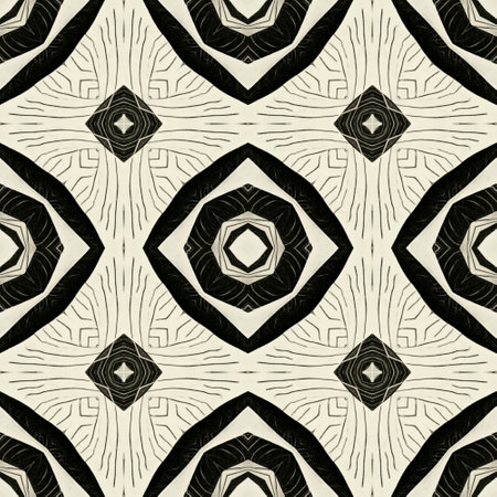 Black and white tribal decoration tile, highly detailed pattern