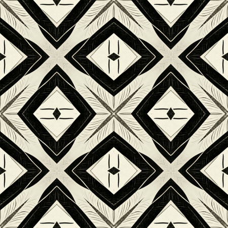 Black and white tribal decoration tile, highly detailed pattern decoration
