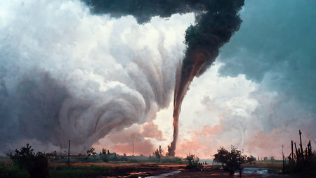 Majestic tornado, contemporary art, oil canvas painting, abstract background