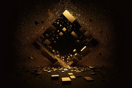 Background shining golden floor, creative digital artwork, abstract backgroundの写真素材