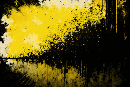 Abstract black and yellow dirty grunge texture, digital painting artworkの写真素材