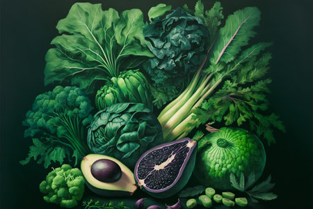 Green vegetables in another world, creative digital painting