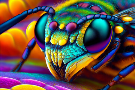 Hornet sting close up details, digital painting artwork, 3D renderingの写真素材
