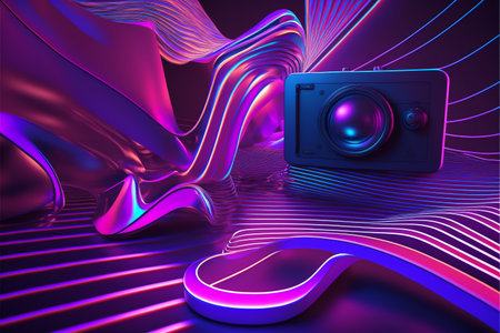 3d render abstract wavy background with ultra violet, 3D illustrationの写真素材