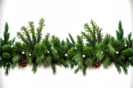 Christmas garland banner, creative digital paintingの写真素材