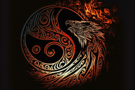 Tribal fire symbol design with impressionism style, creative digital painting