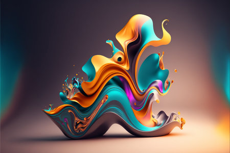 Abstract colorful wavy shape, 3D illustration