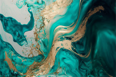 Acrylic fluid art spots of gold inclusions, digital illustration paintingの写真素材