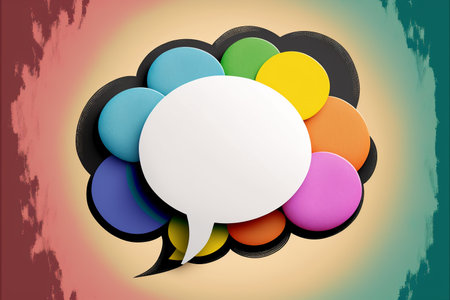 Blank speech bubble over colorful background
