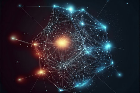 Abstract background with connecting dots and lines, creative digital illustration painting