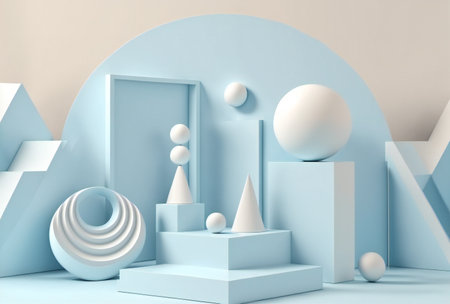Minimal scene, creative digital illustration painting, 3D illustration