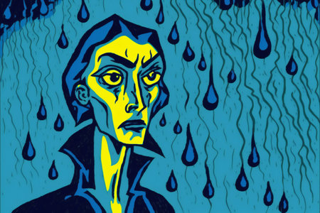 Emotional drops, creative digital illustration painting, abstract backgroundの写真素材