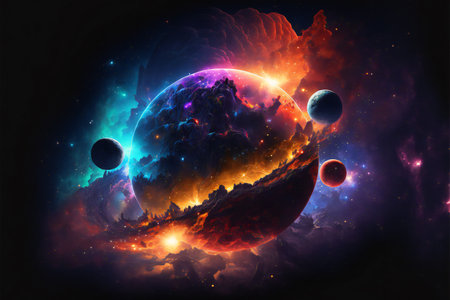 Space illustration, creative digital illustration painting, abstract background
