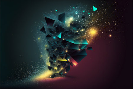 Abstract futuristic particle, creative digital illustration painting