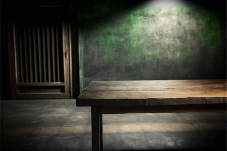 Old wood table , creative digital illustration painting, abstract background