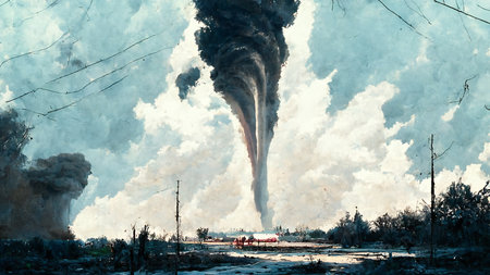 View of a large tornado, poetic scenery background