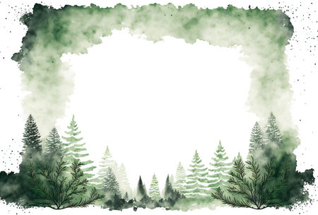 Watercolor christmas frame, digital illustration painting artworkの写真素材