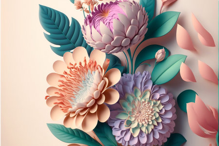 Spectacular pastel template of flower designs, digital illustration painting artworkの写真素材