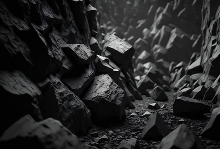 Black stone background dark gray, digital illustration painting artworkの写真素材
