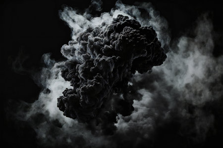 Cloud of black smoke background, creative digital illustration paintingの写真素材
