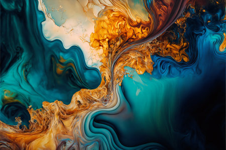 Currents of translucent hues snaking metallic swirls, digital illustration painting