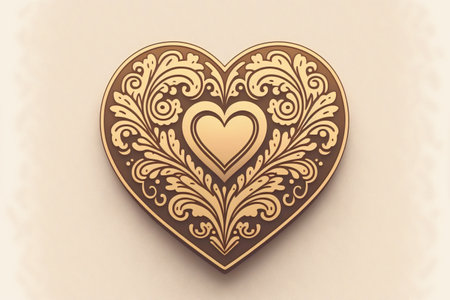 Cute decorative heart icon illustration, creative digital illustration paintingの写真素材