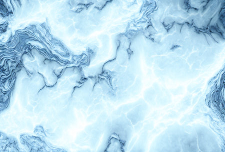 Illustration of a white and blue marble texture, highly detailed texture surfaceの写真素材