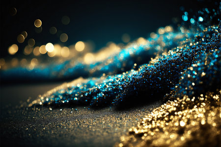 Background of abstract glitter lights gold blue, abstract backgroundの写真素材