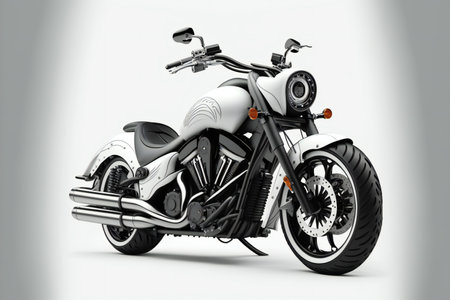 Motorcycle on white background, digital illustration painting artwork